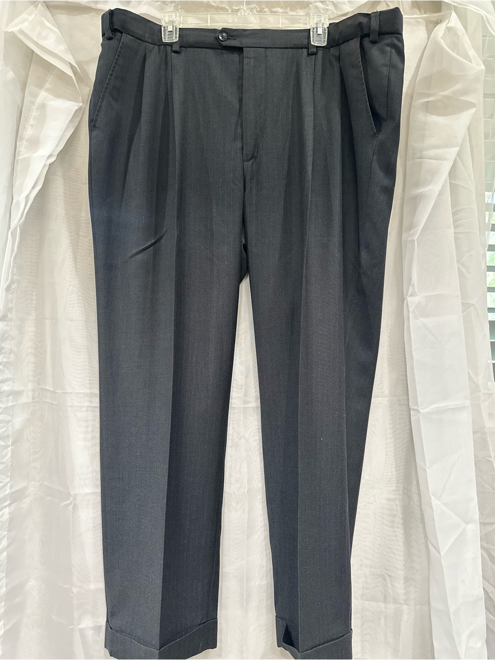 Men's Van Heusen Black Dress Pants with Subtle Pin Stripe